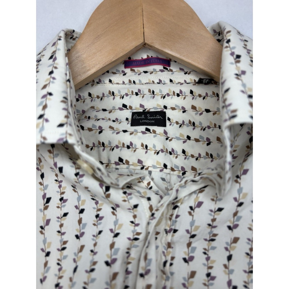 Paul Smith London Men Lavender & Purple Print Cotton Button Up Long Sleeve Shirt - Picture 3 of 8